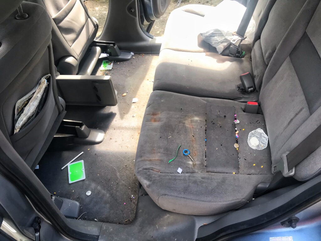 Dirty Honda CRV rear seats