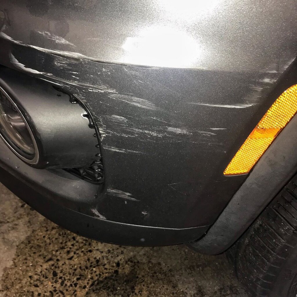 Damaged front bumper